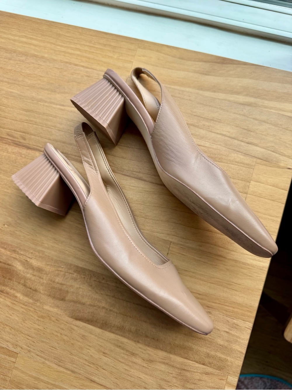 Sam Edelman (USED) Slingback Block Heel Pumps in Beige Nude Size 9 - Picture 6 of 13